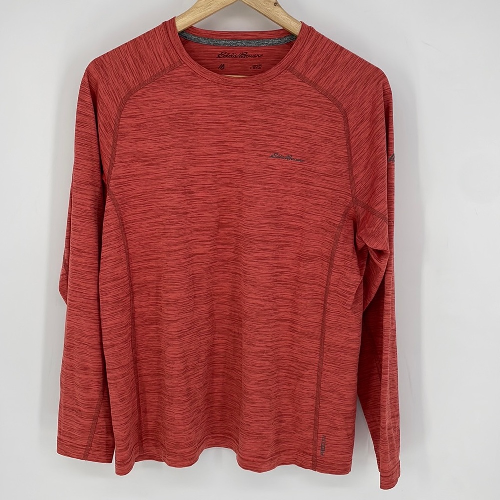 EDDIE BAUER activewear long sleeve shirt orange & gray size MED men's
